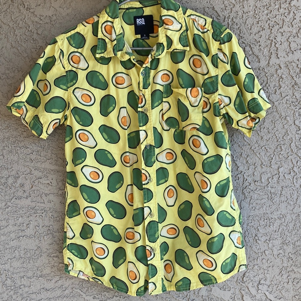 RSQ collective men’s avocado small collared button down shirt